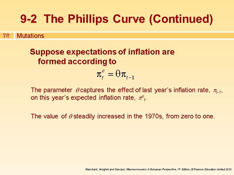 Suppose expectations of inflation are formed according to The parameter  captures the effect